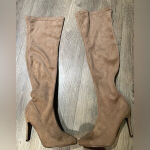 Suede thigh high boots